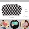 PAZIMIIK Checkered Makeup Bag for Purse Portable Zipper Make Up Pouch Small Cosmetic Case for Travel Accessories (2PCS Black) view 2