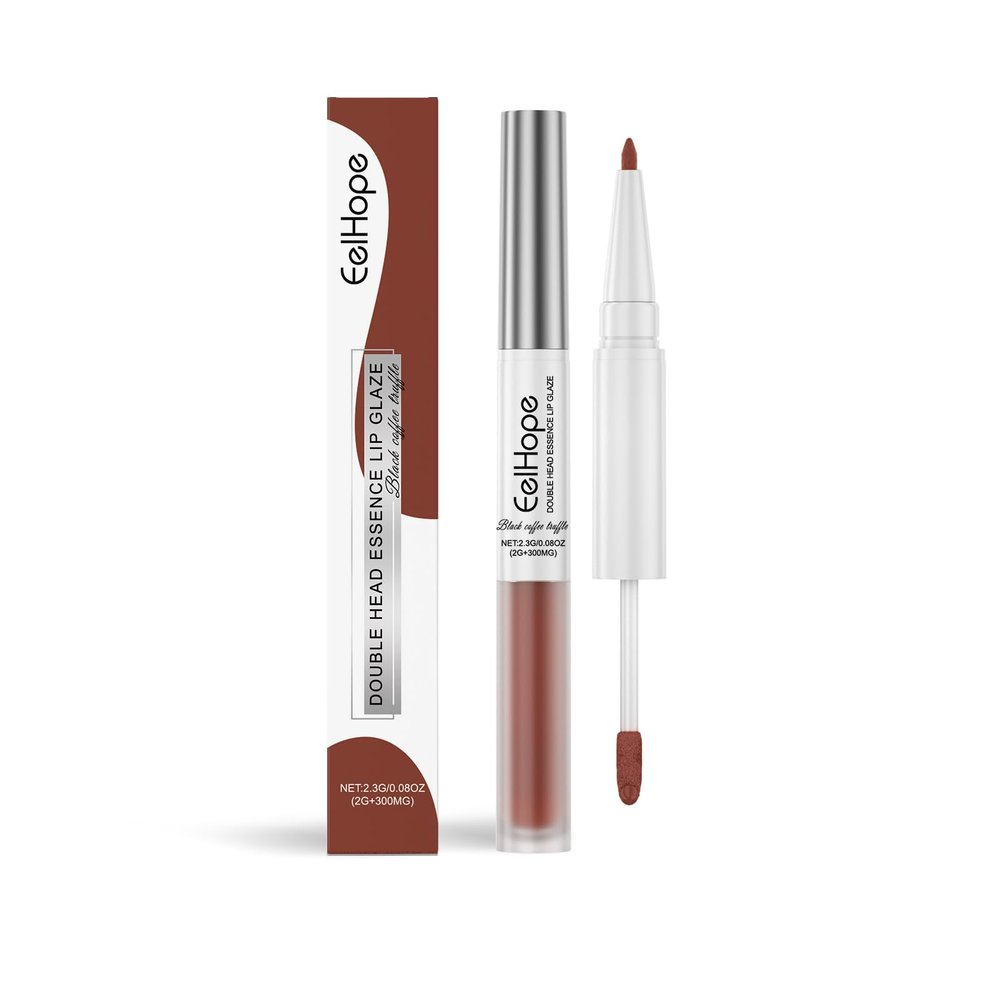 EELHOPE Double Head Essence Lip Glaze (Black coffee color, Same size)