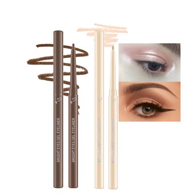 Aaiffey 2 Pcs Brown Gel Eyeliner,Glitter Colored Eyeliner Pen Waterproof Soft and Smooth Glide Eye Liners Gel with High Pigment Quick-Dry Buildable Long Lasting (02#+06#)