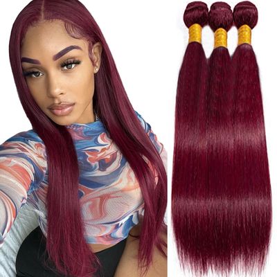Peenoll Bundles Human Hair 24 26 28 Inch Straight Wave Human Hair Bundles Brazilian Burgundy 99J 12A Unprocessed Brazilian Virgin Quick Weave for Black Women