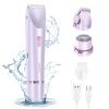 XieJY Women's Body Shaver, 2 in 1 Head Bikini Trimmer Rechargeable Eletctric Shaver for Women IPX7 Waterproof Wet and Dry Hair Trimmer for Facial Face Lip Chin Underarm Legs (Purple) view 1