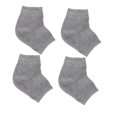 AUTSUPPL 2pairs Gel Heel Protector Socks Moisturizing Anti-Crack Ankle Socks for Men Women Breathable Exfoliating Effect Night Wear Grey
