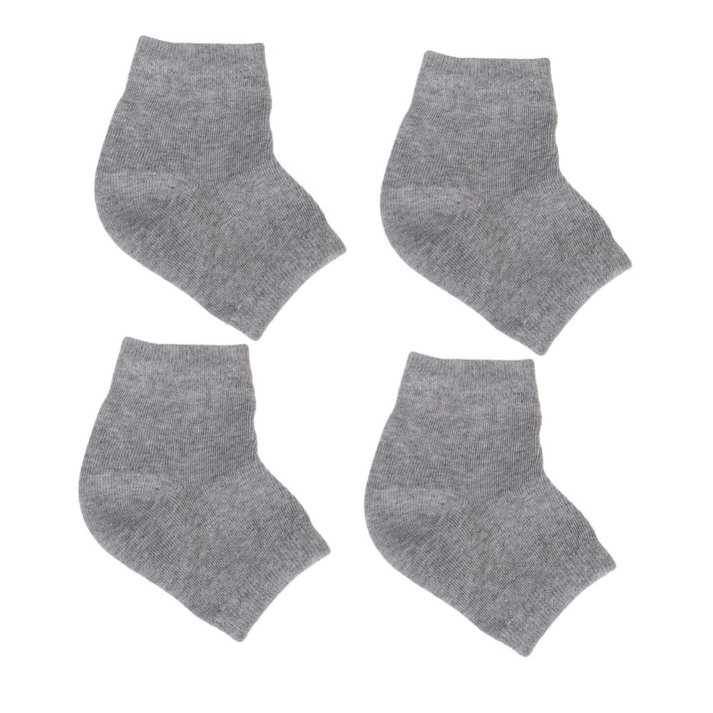 AUTSUPPL 2pairs Gel Heel Protector Socks Moisturizing Anti-Crack Ankle Socks for Men Women Breathable Exfoliating Effect Night Wear Grey