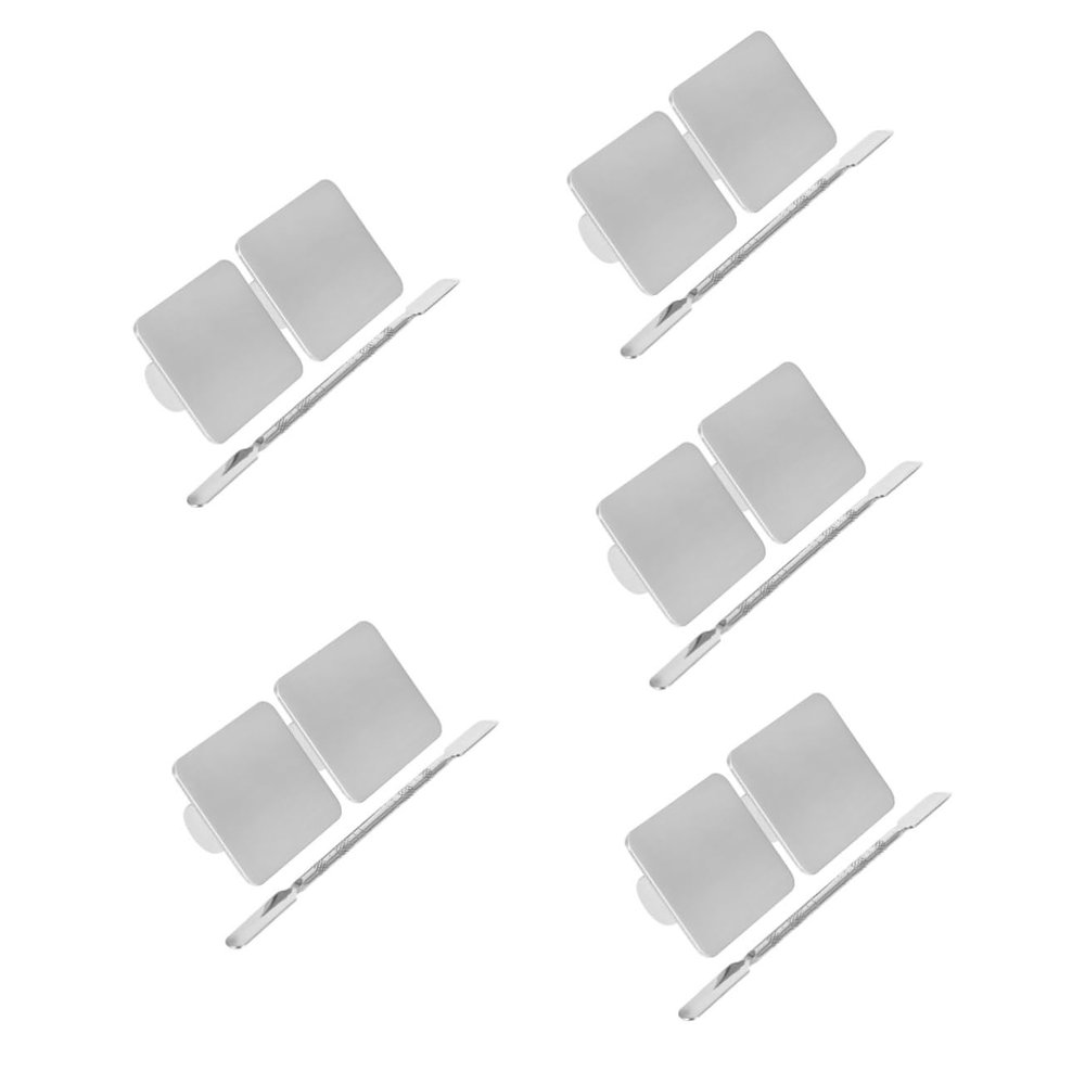 Toddmomy 5sets Portable Makeup Mixing Plate Cosmetic Mixing Tray Spatula Nail Supplies for French Manicure