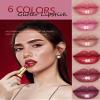 6 Pcs Glitter Lipstick Brown Nude Pink Purple Red Sets, Matte Shimmer Light to Dark for Women Long Lasting 24 Hours Lip Gloss, Sparkling Shiny Waterproof Lip Stick Color Lip Stain labiales Makeup Gift view 2