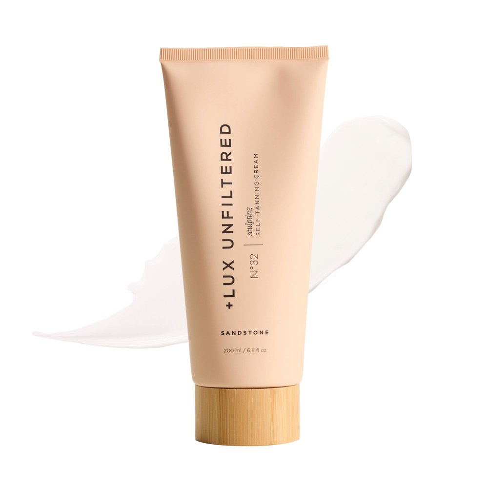 + Lux Unfiltered N32 Body Sculpting Gradual Tanning Lotion - Self Tanner Firming Body Lotion with Peptides and Caffeine - Firms & Tones Skin - Vegan & Cruelty-Free Sunless Tanner - Sandstone