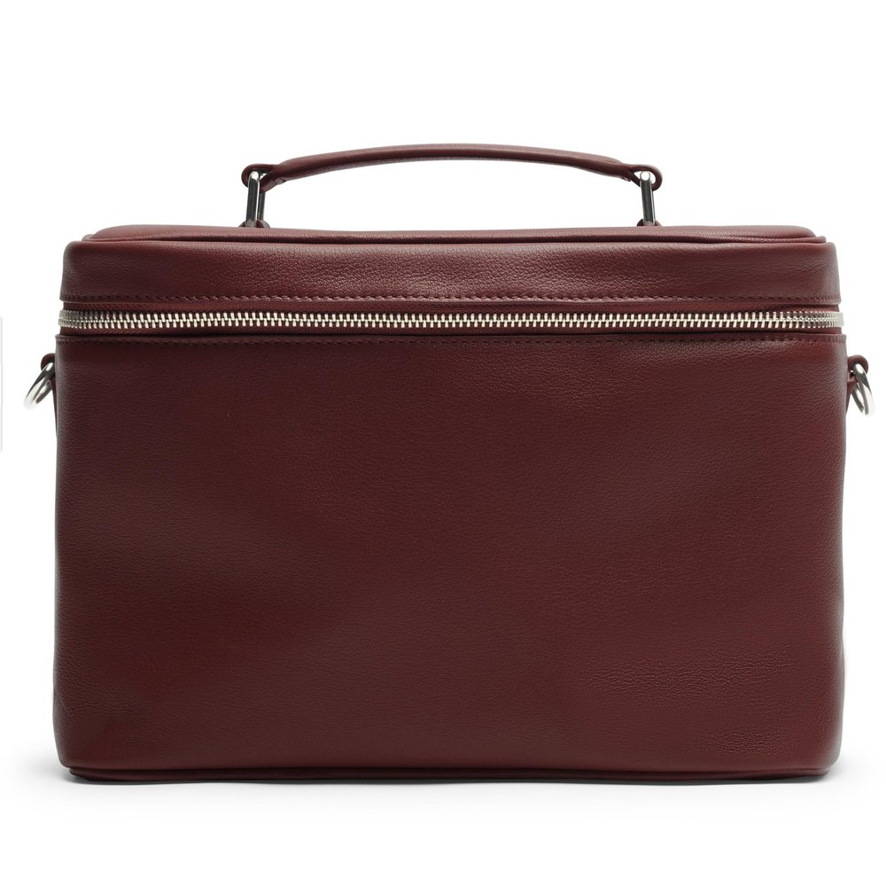 Leatherology Bordeaux XL Train Case Full-Grain Leather Cosmetic Organizer with Spacious Interior, Removable Dividers, Water-Resistant Lining & D-Rings for Strap
