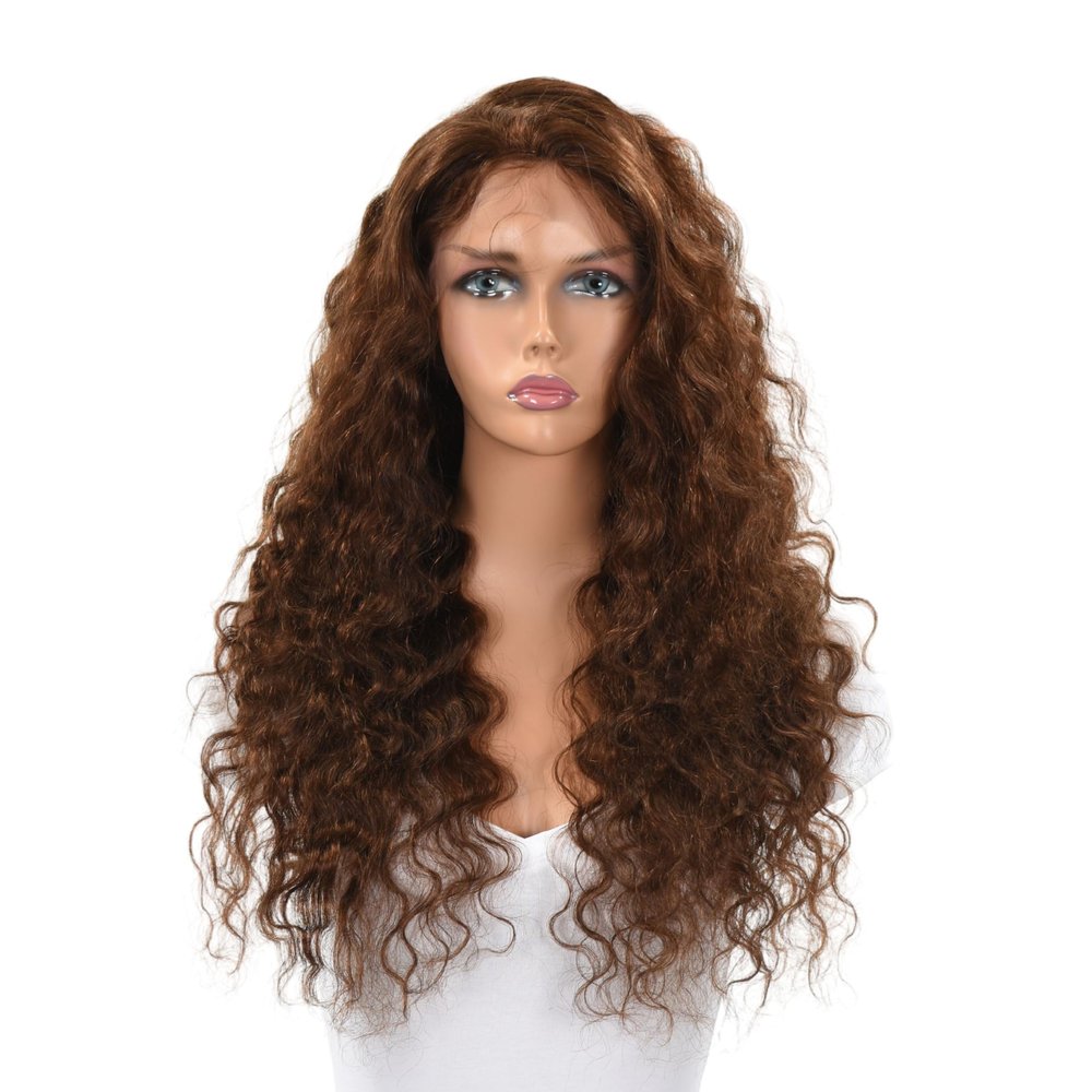 13x5 Deep Wave Lace Front Wig 100% Human Hair HD Transparent Swiss Glueless Pre Plucked Wigs for women Baby Hair (#NA - Natural Auburn, 28")