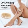 2Pcs Dry Body Brush Set Include Vegan with Handle and Brushing Body,Natural Bristle Brush for Deep Exfoliation Lymphatic Drainage and Blood Circulation Skin Health view 4