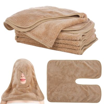 DIMEGON 12 PCS U-Shaped Facial Towels, Split Design, Soft Esthetician Towel, Facial Stem Massage Cleansing Towel, Coral Fleece Face Cloth for Beauty Salons, Skin Care, SPA Centers