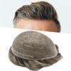PUNRU HAIR Men Hairpiece Toupee For Men Fine Welded Mono Men's Toupee Human Hair Replacement Systems For Men Hair Prosthesis 8X10 Inches 100% light to medium density#450 4# MEDIUM BROWN+50% GREY view 1