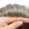 PUNRU HAIR Men Hairpiece Toupee For Men Fine Welded Mono Men's Toupee Human Hair Replacement Systems For Men Hair Prosthesis 8X10 Inches 100% light to medium density#450 4# MEDIUM BROWN+50% GREY view 3