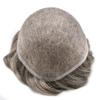 PUNRU HAIR Men Hairpiece Toupee For Men Fine Welded Mono Men's Toupee Human Hair Replacement Systems For Men Hair Prosthesis 8X10 Inches 100% light to medium density#450 4# MEDIUM BROWN+50% GREY view 4