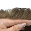 PUNRU HAIR Men Hairpiece Toupee For Men Fine Welded Mono Men's Toupee Human Hair Replacement Systems For Men Hair Prosthesis 8X10 Inches 100% light to medium density#430 4# MEDIUM BROWN+30% GREY view 3