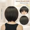 Luxclipse Brown Bob Wigs Human Hair Bangs Short Straight Glueless Highlight Blonde Daily Party Lightweight Natural Looking Breathable Capless (Brown,12 Inch) view 3