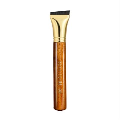 Desert Oak Series MicroBlade Angled Brow Brush - 11mm Ultra-Fine Nylon Bristles for 1mm Hair Strokes, Pomade/Gel/Powder Application, Bubinga & Brass (CM 190)