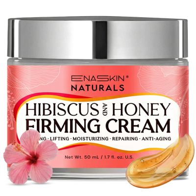 Enaskin Naturals Neck Firming & Tightening Cream with Hibiscus and Honey: Anti-Aging Moisturizer for Fine Lines, Wrinkles & Deep Hydration Neck, Face & Chest Cream - 1.7 Fl Oz