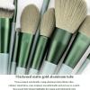 13-piece Makeup Brush Set Portable Powder Blush Brush Eye Shadow Lip Brush Full Set Storage Beauty Tools (13 brushes + cyan velvet bag) view 3
