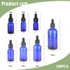 CANRUSU 30pcs Empty Glass Dropper Bottles for Essential Oils Perfume Container with Pipette Cosmetic Liquids Tincture Bottles Leak Proof Travel Bottles 5ml-100ml (15ml,Blue-gold lids) view 2