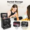 TREMENPOW Rolling Makeup Train Case 3 in 1 Portable Large Storage Cosmetic Travel Trolley 2 Drawer Nail Case Cart Trunk with Keys Swivel Wheels for Make-up Artist, Hairstylists, Nail Tech Make up view 3