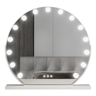 3 Colors Brightness Adjustable Makeup Mirror With Lights, Lighted Makeup Mirror, 360Rotation Touch Screen Vanity Mirror, Rechargeable Lighted Makeup Mirror, Smart Touch Control, White, Gift for Women