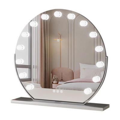 3 Colors Brightness Adjustable Makeup Mirror With Lights, Lighted Makeup Mirror, 360Rotation Touch Screen Vanity Mirror, Rechargeable Lighted Makeup Mirror, Smart Touch Control, White, Gift for Women