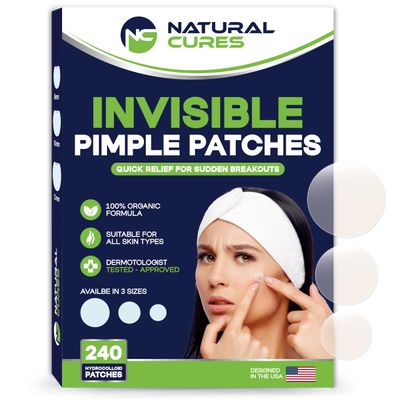 Dot Pimple Patches for Face - Hydrocolloid Acne Patches - Extra Strength Acne Dot, Zit, Blemish & Dark Spot Treatment - Clear Invisible Stickers for Forehead, Chin, Nose, 3 Sizes (S, M, L) (240 Count)