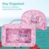 Concept One Disney Stitch 2-Piece Travel Cosmetic Case Set with Zippers and Mirror, All Over, Pink view 4