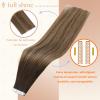 Full Shine Human Hair Tape in Extensions, Color 2 Dark Brown to 3 Chestnut Brown and 27 Honey Blonde, 16 Inch, 50g, 20PCS, Invisible Remy Tape Ins Human Hair Extensions Add Volume view 2