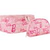 Concept One Barbie 2-Piece Women's Makeup Bag, Two Zipper Travel Cosmetic Zipper Pouch Organizer with Logo, Pink view 1