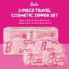 Concept One Barbie 2-Piece Women's Makeup Bag, Two Zipper Travel Cosmetic Zipper Pouch Organizer with Logo, Pink view 2