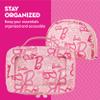 Concept One Barbie 2-Piece Women's Makeup Bag, Two Zipper Travel Cosmetic Zipper Pouch Organizer with Logo, Pink view 4