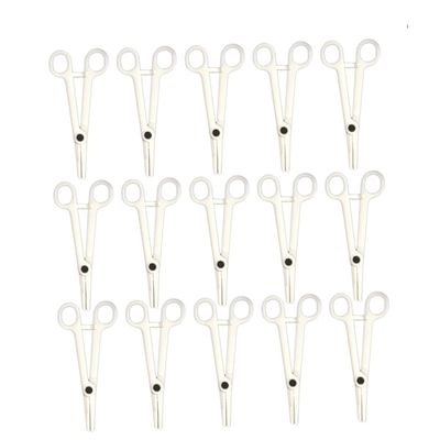 OFFIGAM 15pcs Disposable Body Piercing Clamps Plastic Forceps for Professional Use Smooth Puncture Action Strong and Sterile Piercing Tool for Ear Nose Lip and Belly