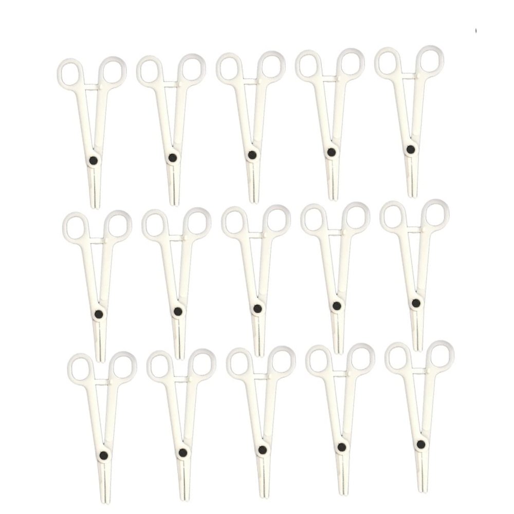 OFFIGAM 15pcs Disposable Body Piercing Clamps Plastic Forceps for Professional Use Smooth Puncture Action Strong and Sterile Piercing Tool for Ear Nose Lip and Belly