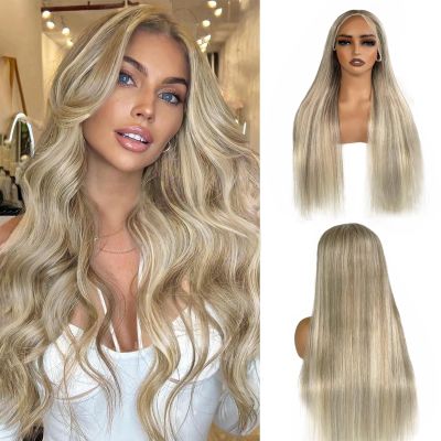 Munx Ombre Lace Front Wig Thick 180% Density 13x6 Lace Front Wigs Real Human Hair Pre Plucked Colored Highlight Glueless Human Hair Wigs HD Transparent Virgin Hair Lace Frontal Wigs 18 Inch