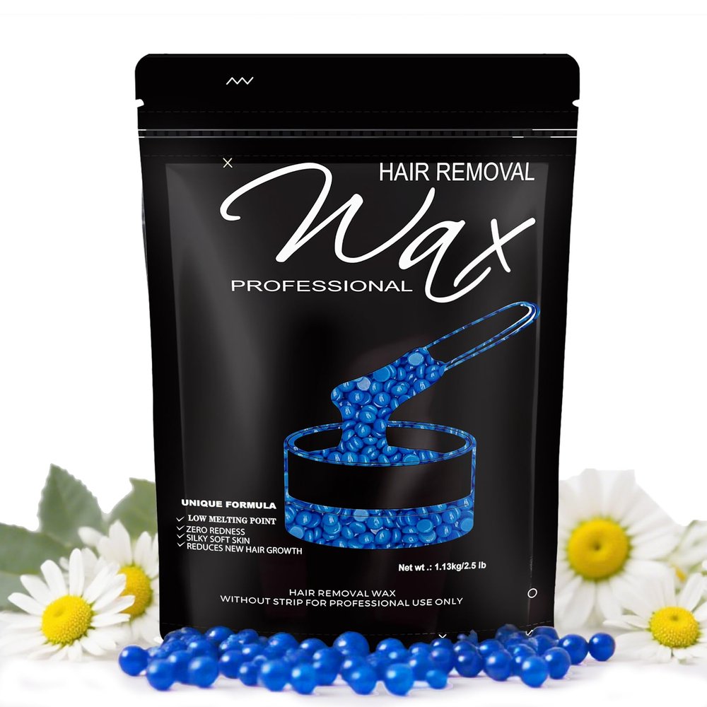 FEAMIRIA 2.5lb Wax Beads, Hard Wax Beads with Coarse Hair Formula -Wax Beads for Hair Removal Sensitive Skin Women, Idea for Full Body, Legs, Face,Bikini and Brazilian (Chamomile)