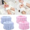 2 Pcs Spa Face Washing Wristbands,Microfiber Wrist Towels Absorbent Facial Elastic Wristbands Makeup Wash Wrist Towels,Reusable Absorbent Stop Water Run Down Arms (Blue,Pink) view 2
