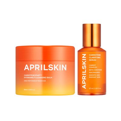 APRILSKIN Daily Skincare Set for Troubled Skin: Carrotene IPMP Cleansing Balm and Carrotene Clarifying Serum