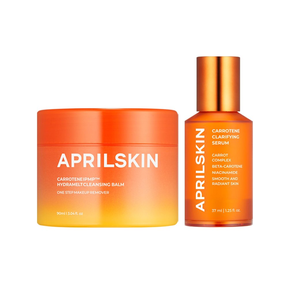 APRILSKIN Daily Skincare Set for Troubled Skin: Carrotene IPMP Cleansing Balm and Carrotene Clarifying Serum