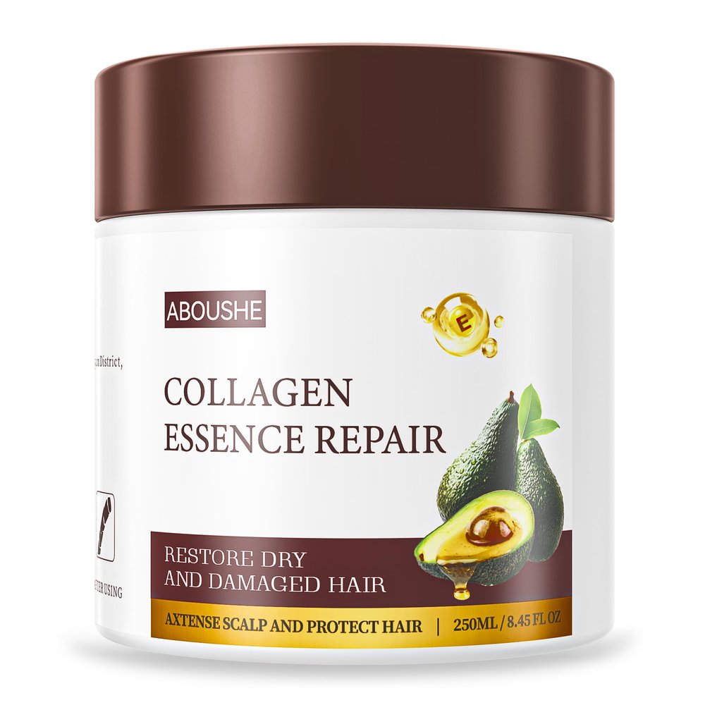 ABOUSHE Collagen Hair Mask - Deep Conditioning, Hydrates, Repairs, Nourishes, Argan Oil Keratin Hair Treatment Conditioner, Salon Quality Hair Care for Dry Damaged Hair All Types 8.45 oz 250ml