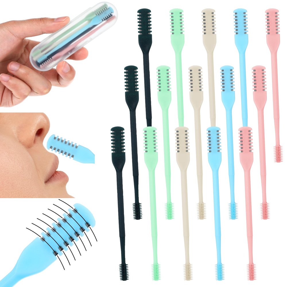 YUXIANLB 5PCS 2-in-1 Nasal Hair Cutter for Women Upgrade Double Sided Nose Hairs Knife Soft Cleaning Brush with Ear Picker Nose Hair Trimmer for Women Men 360 Nostril Hairs Remover Tool