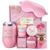 Pink Spa Gift Set, 7-Piece Relaxation Box with Tumbler, Candle, Bath Essentials and Eye Mask view 1