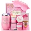 Pink Spa Gift Set, 7-Piece Relaxation Box with Tumbler, Candle, Bath Essentials and Eye Mask view 2