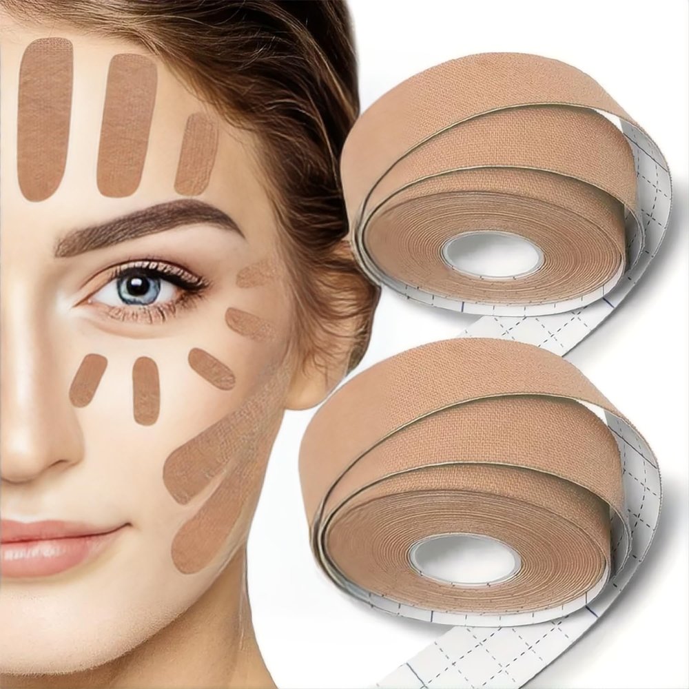 Syalong Universal Face Lifting Tape, High Elasticity Skin Tightening Strips for Forehead, Eyes, Neck, V Line Lift Tape, Breathable, Lifting Bands for Facial Contouring and Wrinkle Smoothing