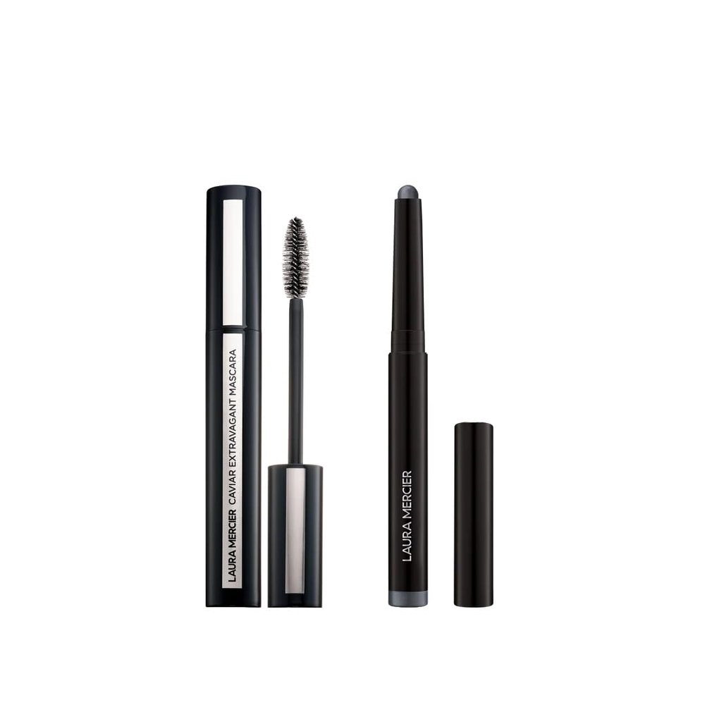 Laura Mercier Caviar Stick Cream Eyeshadow: Shimmer Finish, 24HR Wear, Long Lasting, Rich Color, Easily Blendable and Buildable, Waterproof, Celestial Noir + Caviar Extravagant Mascara Bundle