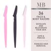 36pc Face & Body Razors Set - Pink & Black Disposable Razors for Face & Eyebrow Maintenance| Hair Removal Tool, Protective Caps & Reusable Storage Canister view 2
