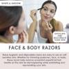 36pc Face & Body Razors Set - Pink & Black Disposable Razors for Face & Eyebrow Maintenance| Hair Removal Tool, Protective Caps & Reusable Storage Canister view 3