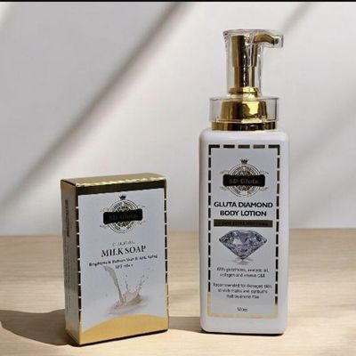 Diadia White Cosmetics 5D Gluta Diamond Body Lotion & Milk Soap Bar, Nourishing Moisturizing Body Lotion and Natural Face Soap for Women, Ultimate Duo for a Luxurious Self-Care Experience
