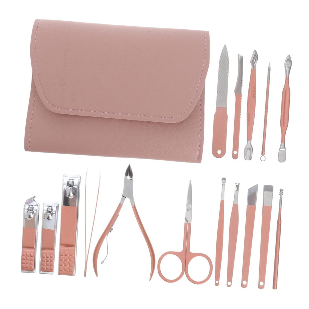 Beatifufu 16pcs Manicure Pedicure Set Nail Tools Kit Nail Clipper Cutter File for Gold Easy to Use