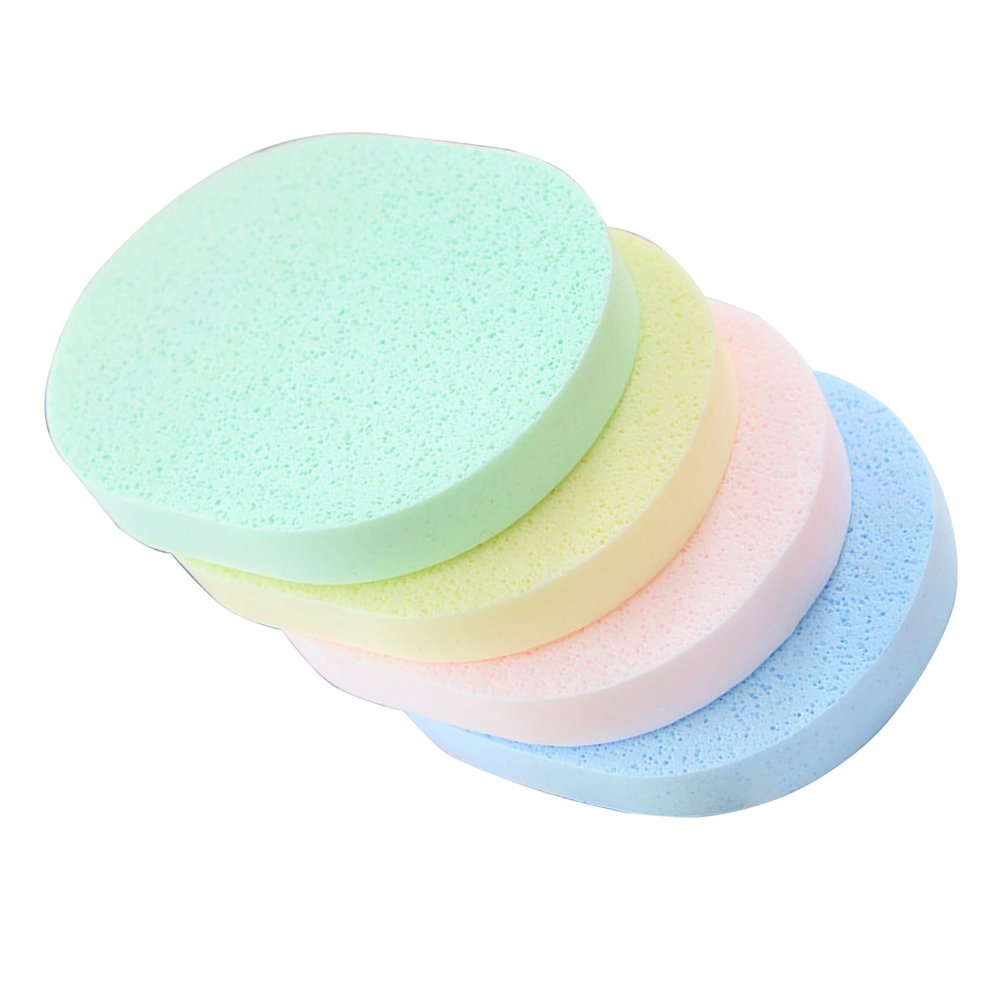 4 facial cleansing sponges, thickened makeup remover powder puff, deep cleaning face towel